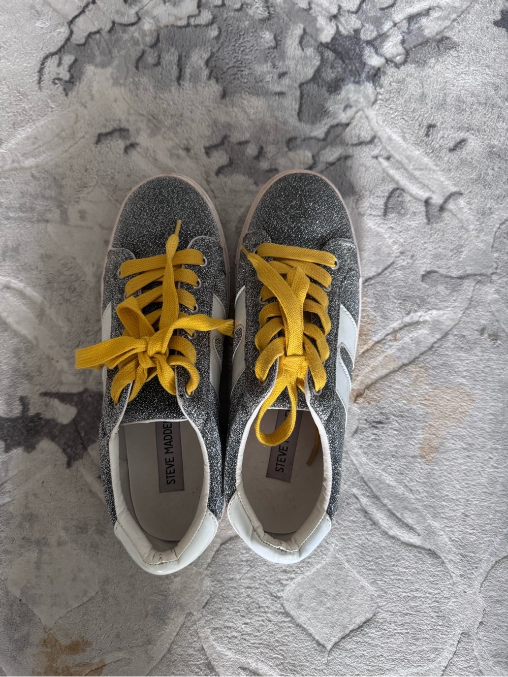 Steve Madden Glitter Sneakers with Yellow Laces